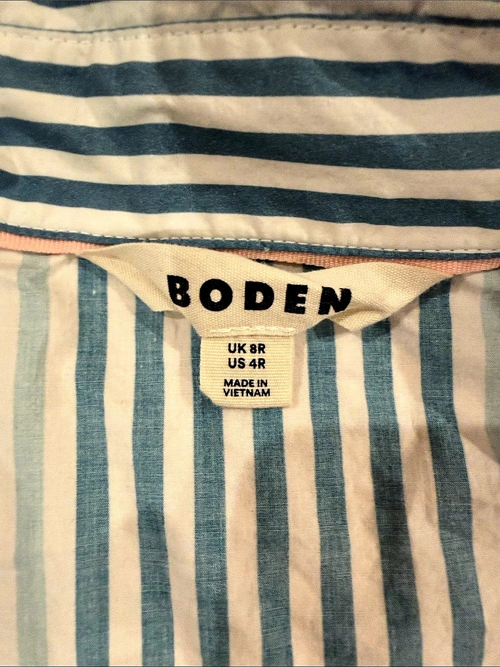 Boden UNION JACK Connie Relaxed Cotton Shirt Blue & White Size 4 - Picture 5 of 6